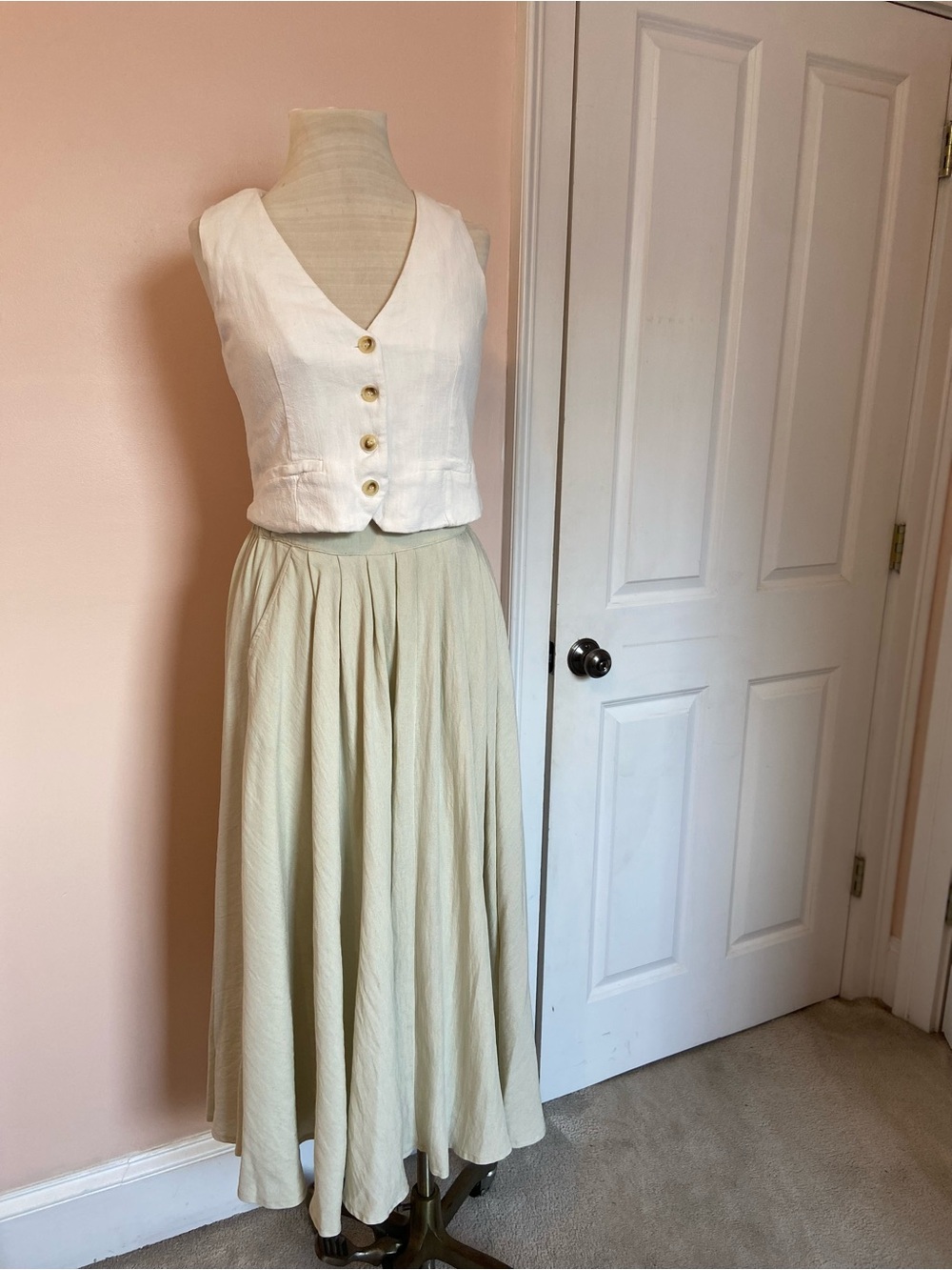 Mable Anthropologie khaki soft Green Full Tea Length Skirt